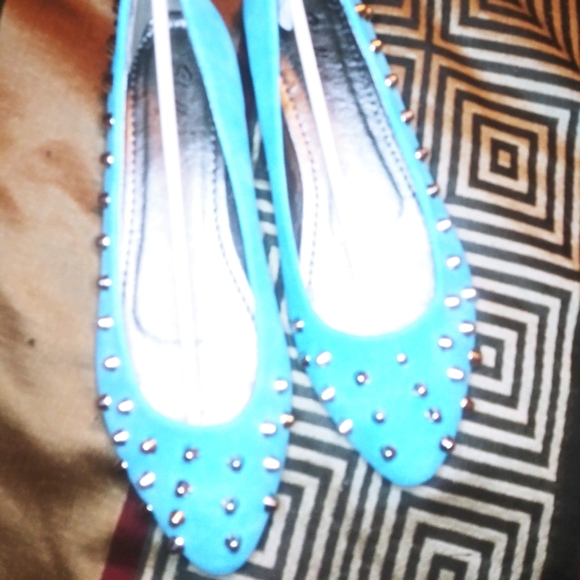 Shully's Turquoise Studded Flats - Picture 6 of 6